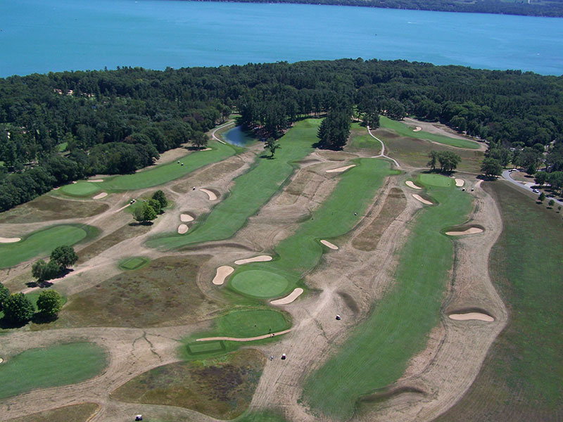 aerial view of the back nine on the links course lawsonia golf